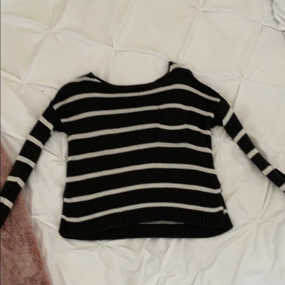striped semi cropped sweater
